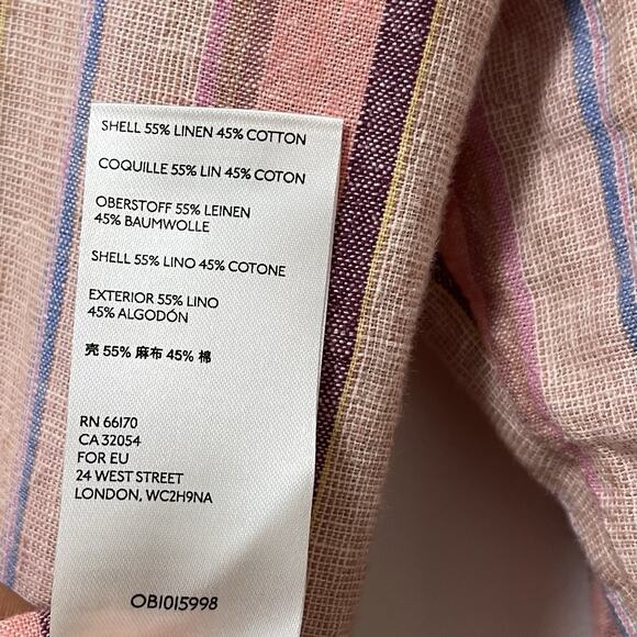Anthropologie Maeve Womens Stripe Lida Linen Blend Popover Top Size L Pink Boho - Picture 8 of 9
